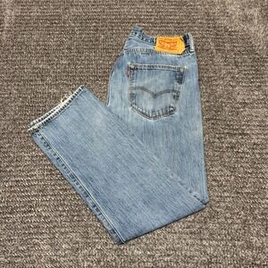Levis Mens 501 Jeans Button Fly Size 36x32 Light Wash Blue Denim Pants